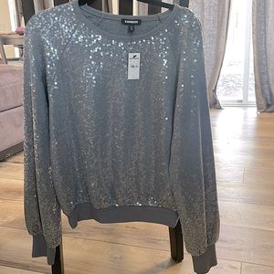 NWT Silver sequence Crew Sweatshirt top from Express